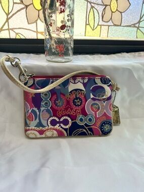 Coach Y2K Poppy Graffiti Wristlet